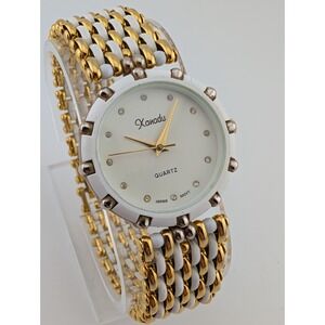 Xanadu Womens‎ Watch 32mm Case Gold and White 7.75" Band- New Battery
